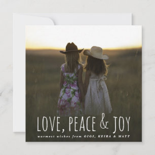 Cartes Pour Fêtes Annuelles Love Peace & Joy Whimsical Script Christmas Photo