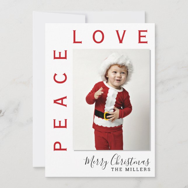 Cartes Pour Fêtes Annuelles Love Peace Photo Christmas Holiday Card (Devant)