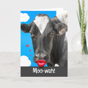 Cartes Pour Fêtes Annuelles Love Romance Vache Avec De Grosses Lèvres Baisante