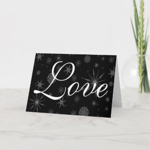 Cartes Pour Fêtes Annuelles Love Snowflakes Stars Dark Sky Vacances Noël
