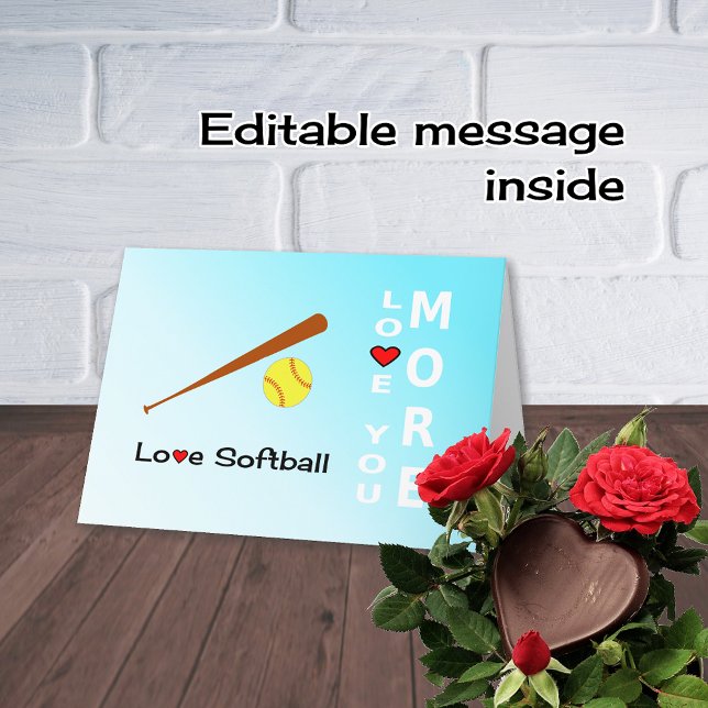 Cartes Pour Fêtes Annuelles Love Softball Valentines Journée sports romantique (Créateur téléchargé)
