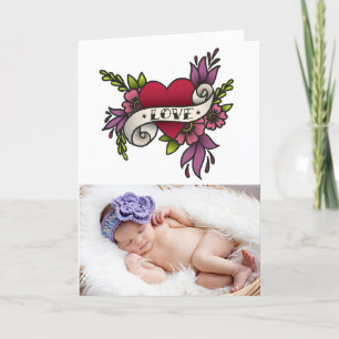 Cartes Pour Fêtes Annuelles Love Tattoo Valentines Day Photo Grey Card