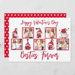 Cartes Pour Fêtes Annuelles Love U Lettering Gnomes BFF Cinq photos Red Frame