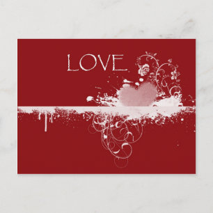 Cartes Pour Fêtes Annuelles LOVE Valentine's Day Red White Heart Dons
