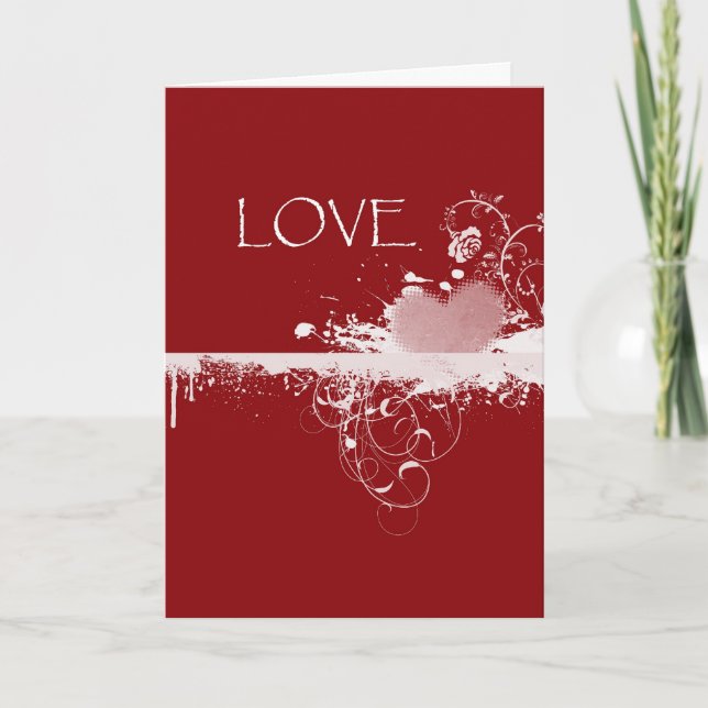 Cartes Pour Fêtes Annuelles LOVE Valentine's Day Red White Heart Dons (Devant)