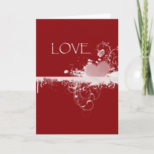 Cartes Pour Fêtes Annuelles LOVE Valentine's Day Red White Heart Dons