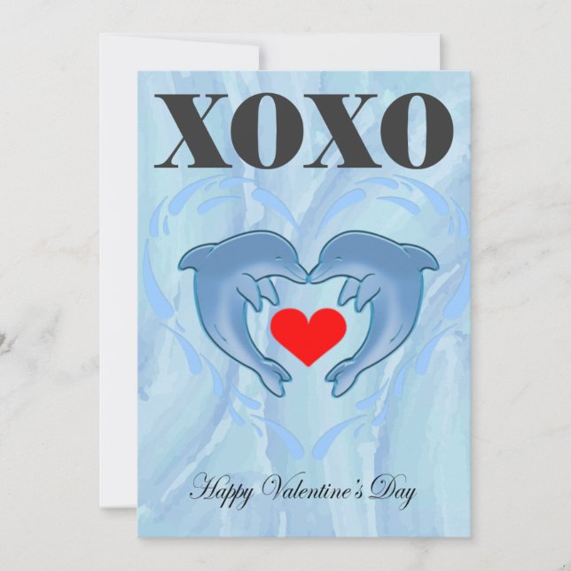 Cartes Pour Fêtes Annuelles Love Valentines Day xoxo dauphin (Devant)