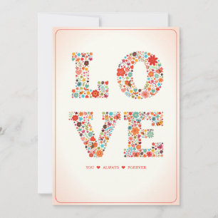 Cartes Pour Fêtes Annuelles "LOVE You, Always, Forever" Amour Floral Rétro