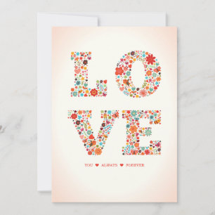 Cartes Pour Fêtes Annuelles "LOVE You, Always, Forever" Amour Floral Rétro