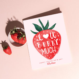 Cartes Pour Fêtes Annuelles Love You Berry Beaucoup Red Strawberry Valentine's
