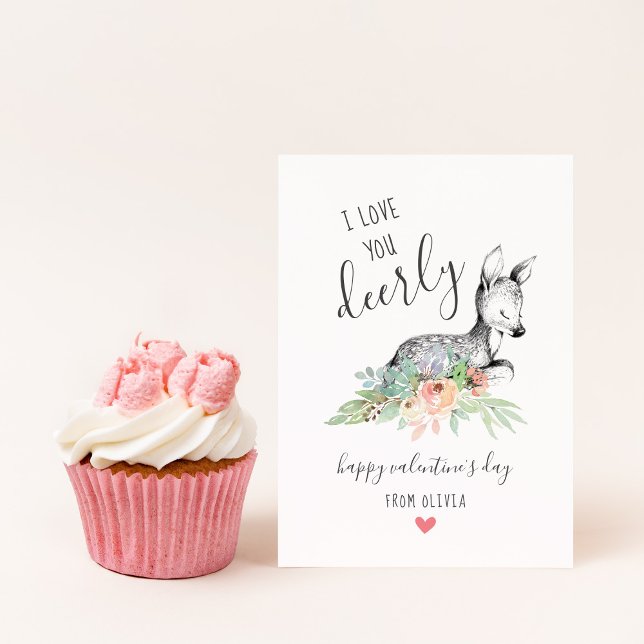 Cartes Pour Fêtes Annuelles Love You Deerly Kids Classroom Valentine's Cards (Créateur téléchargé)