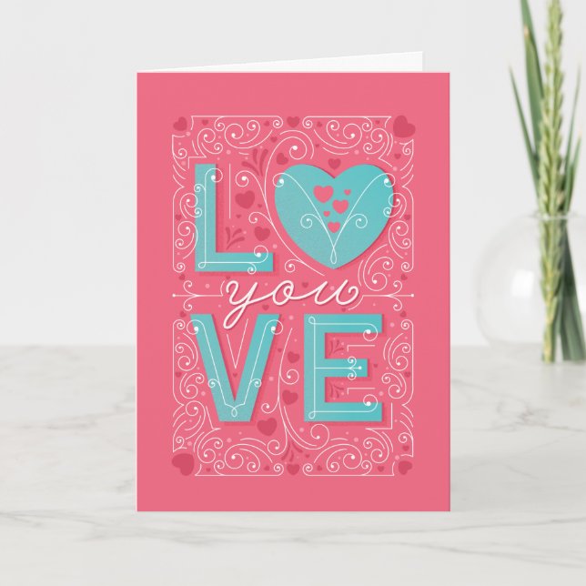 Cartes Pour Fêtes Annuelles LOVE YOU / Folded Valentine's Card (Devant)