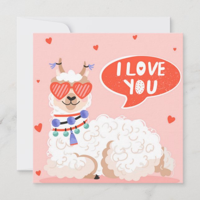 Cartes Pour Fêtes Annuelles Love You Llama (Devant)