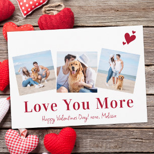 Cartes Pour Fêtes Annuelles Love You More Custom 3 Photo Happy Valentines Day