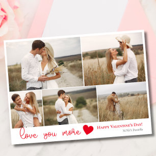 Cartes Pour Fêtes Annuelles Love you more Photo Collage Coeur rouge Saint Vale