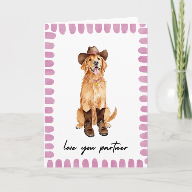 Cartes Pour Fêtes Annuelles Love You Partner Cowboy Dog Valentines Day Card (Devant)