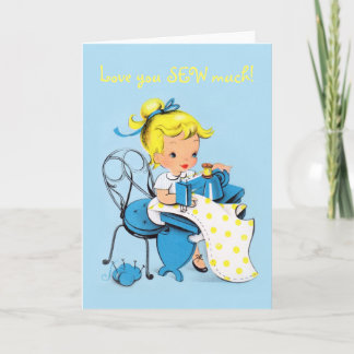 Cartes Pour Fêtes Annuelles Love you SEW much - Valentine card - sewing girl