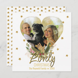 Cartes Pour Fêtes Annuelles Lovely Christmas Photo Heart Gold Parties scintill