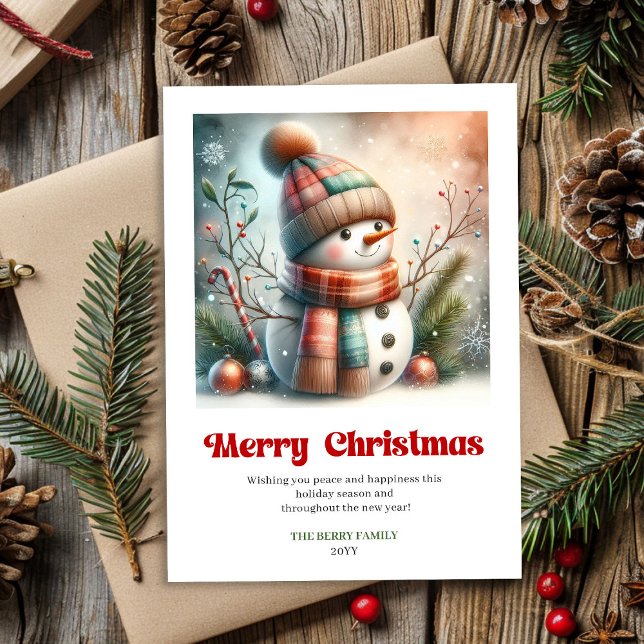 Cartes Pour Fêtes Annuelles Lovely digital Christmas snowman minimalist card (Lovely digital Christmas snowman minimalist card)