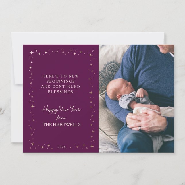 Cartes Pour Fêtes Annuelles Lovely Plum Starry New Year Photo (Devant)