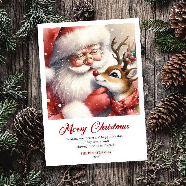 Cartes Pour Fêtes Annuelles Lovely Santa And Rudolph Festive Christmas Greetin (Lovely Santa And Rudolph Festive Christmas Greeting Card)