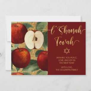 Cartes Pour Fêtes Annuelles L'Shanah Tovah Rosh Hashanah Pommes Juives Rouges