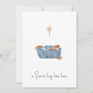 Cartes Pour Fêtes Annuelles Luc 2:11 Nativité minimaliste Aquarelle Noël