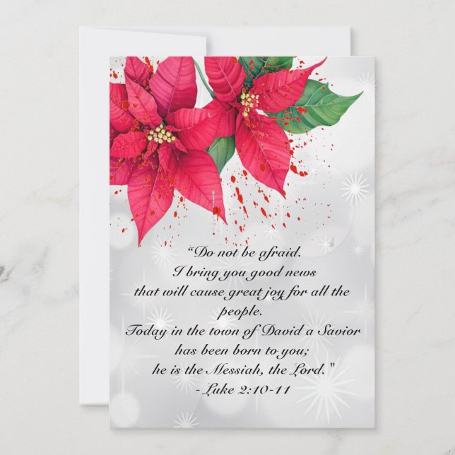 Cartes Pour Fêtes Annuelles Luc 2 Magnifique Poinsettia Floral Aquarelle (Devant)