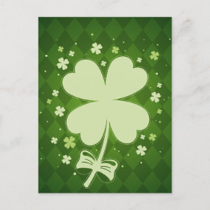 Cartes Pour Fêtes Annuelles Lucky Green Diamond Four Leaf Ribbon Clover