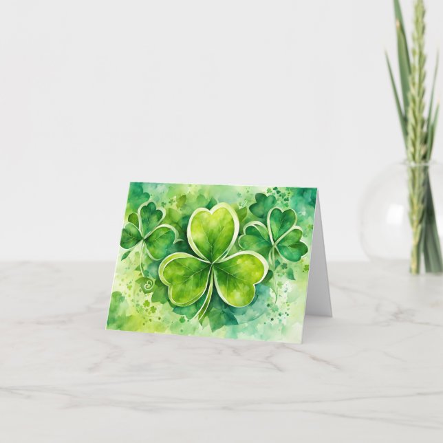 Cartes Pour Fêtes Annuelles Lucky Green Shamrock St. Patrick's Day (Devant)
