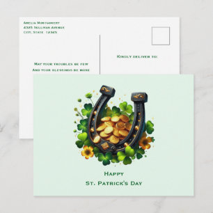 Cartes Pour Fêtes Annuelles Lucky Horseshoe & Gold Coins St. Patrick's Day
