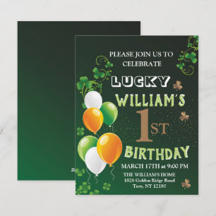 Cartes Pour Fêtes Annuelles Lucky One 1er Anniversaire, Saint-Patrick Leprecha