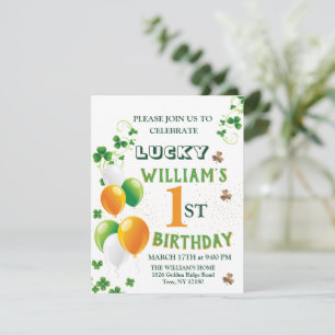 Cartes Pour Fêtes Annuelles Lucky Un 1er Anniversaire, St. Patrick's Day Lepre