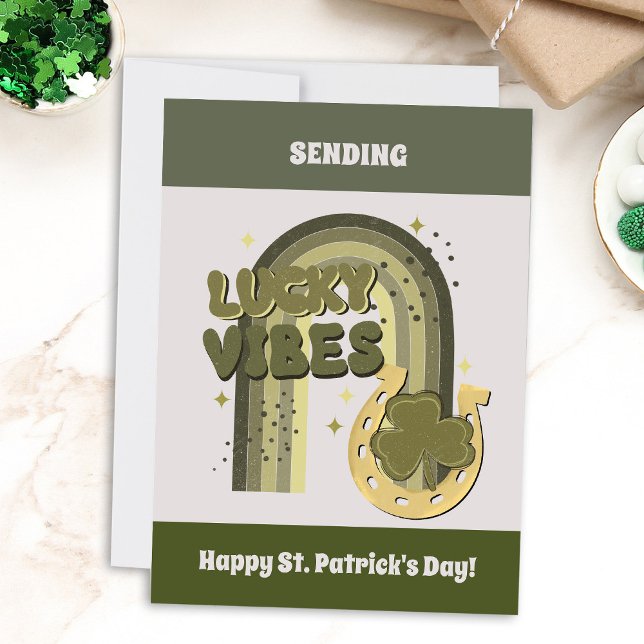 Cartes Pour Fêtes Annuelles Lucky Vibes Boho St Patrick's Day Irish Shamrock  (Créateur téléchargé)