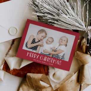 Cartes Pour Fêtes Annuelles LUCY Dark Red Family Photo Festive Joyeux Noël
