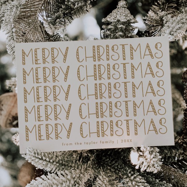 Cartes Pour Fêtes Annuelles LUCY Gold Cute Fun Family Joyeux Noël (LUCY Gold Cute Fun Family Merry Christmas Holiday Card)