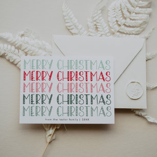 Cartes Pour Fêtes Annuelles LUCY Red Green mignonne Amusants Famille Joyeux No