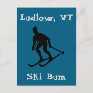 Cartes Pour Fêtes Annuelles Ludlow, VT Ski Bum (Green Mountain Vermont Skiing)