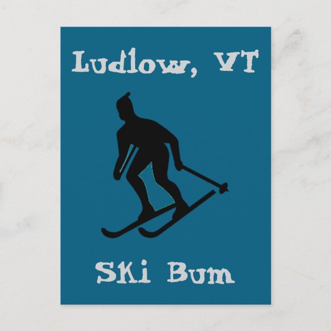 Cartes Pour Fêtes Annuelles Ludlow, VT Ski Bum (Green Mountain Vermont Skiing) (Devant)