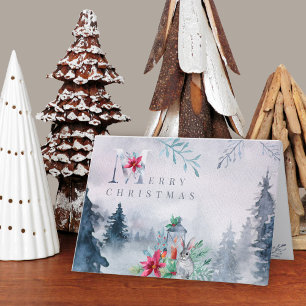 Cartes Pour Fêtes Annuelles Lueur de lanterne aquarelle de forêt hivernale