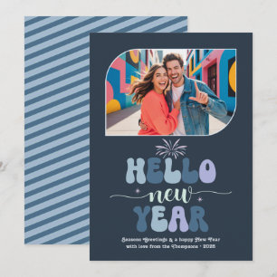 Cartes Pour Fêtes Annuelles Lueur de tempête Bonjour Nouvelle Année Bleu Photo