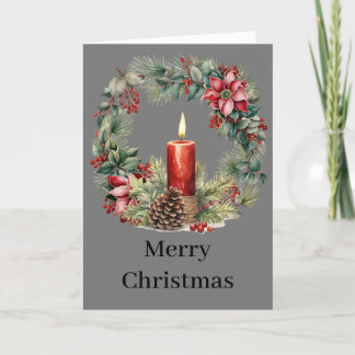 Cartes Pour Fêtes Annuelles Lueur Florale Festive | Fleurs de Noël et Bougie