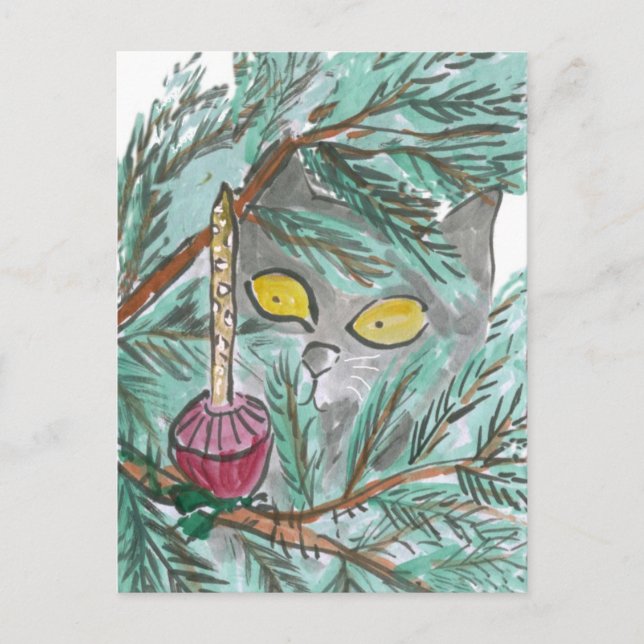 Cartes Pour Fêtes Annuelles Lumière de la bulle de Noël et Kitty (Devant)