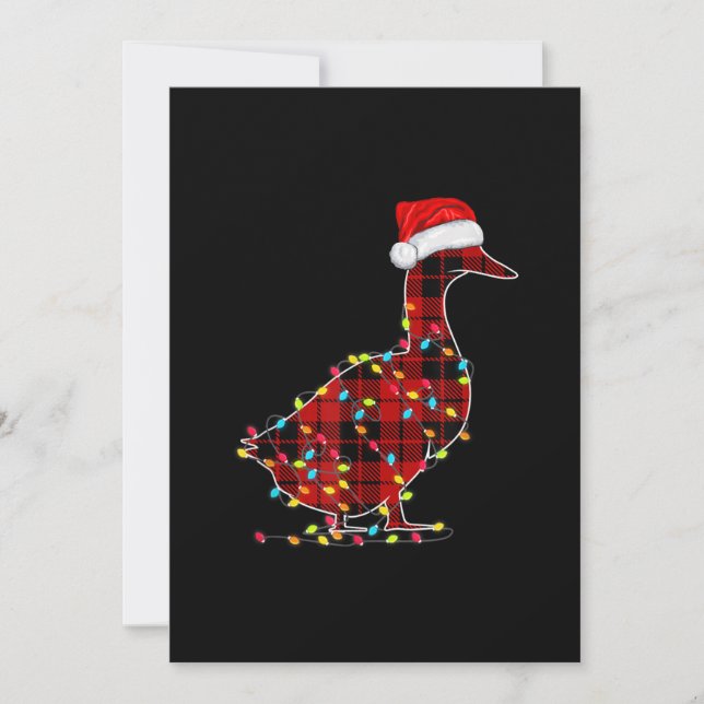 Cartes Pour Fêtes Annuelles Lumière de Noël Canard Drôle à Carreaux Rouges Ass (Devant)