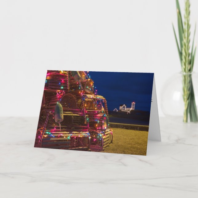 Cartes Pour Fêtes Annuelles Lumière de protubérance décorée la nuit (Devant)