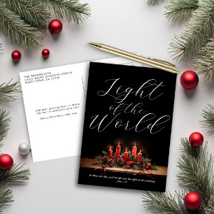 Cartes Pour Fêtes Annuelles Lumière du monde Bible Verse Noël chrétien