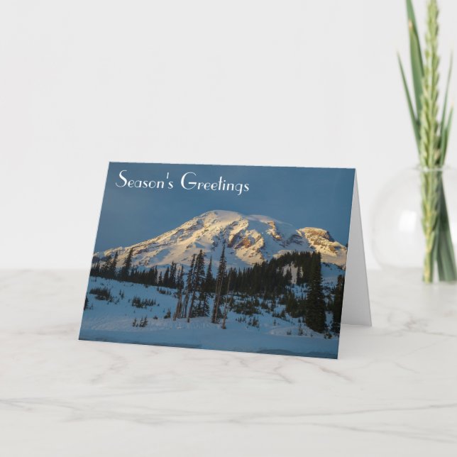 Cartes Pour Fêtes Annuelles Lumière du soir du Mont Rainer (Devant)