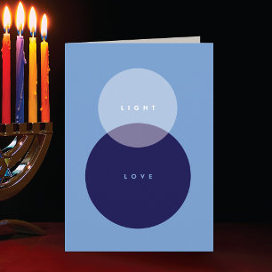 Cartes Pour Fêtes Annuelles Lumière moderne & Amour Bleu & Marine Plié Hanoukk