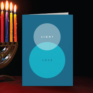 Cartes Pour Fêtes Annuelles Lumière moderne & Amour Bleu & Turquoise plié Hano
