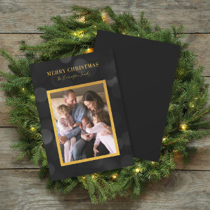 Cartes Pour Fêtes Annuelles Lumières Bokeh Sombres Faux Noël Joyeux Or